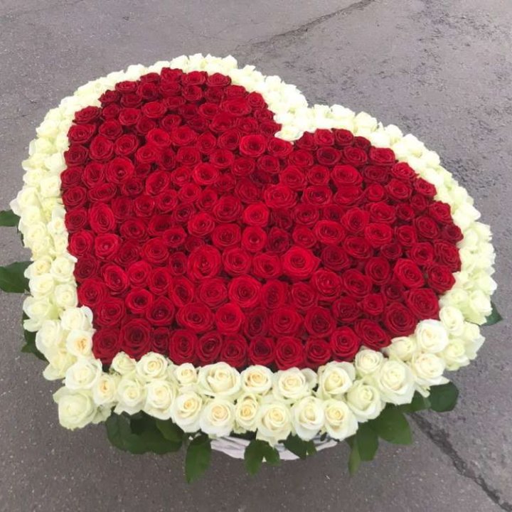 333 розы в корзине Heart в Сириусе