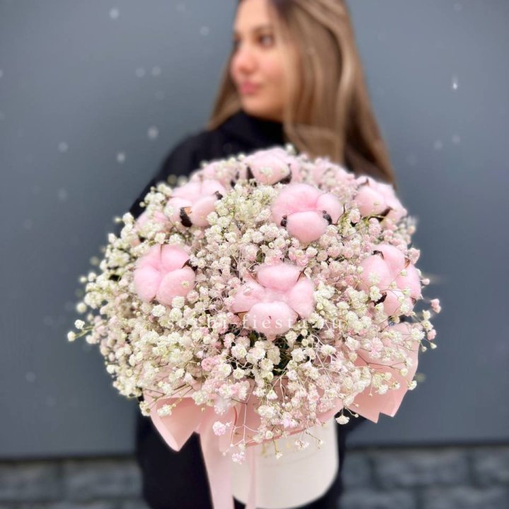 Гипсофилы с хлопком в шляпной коробке в Сириусе