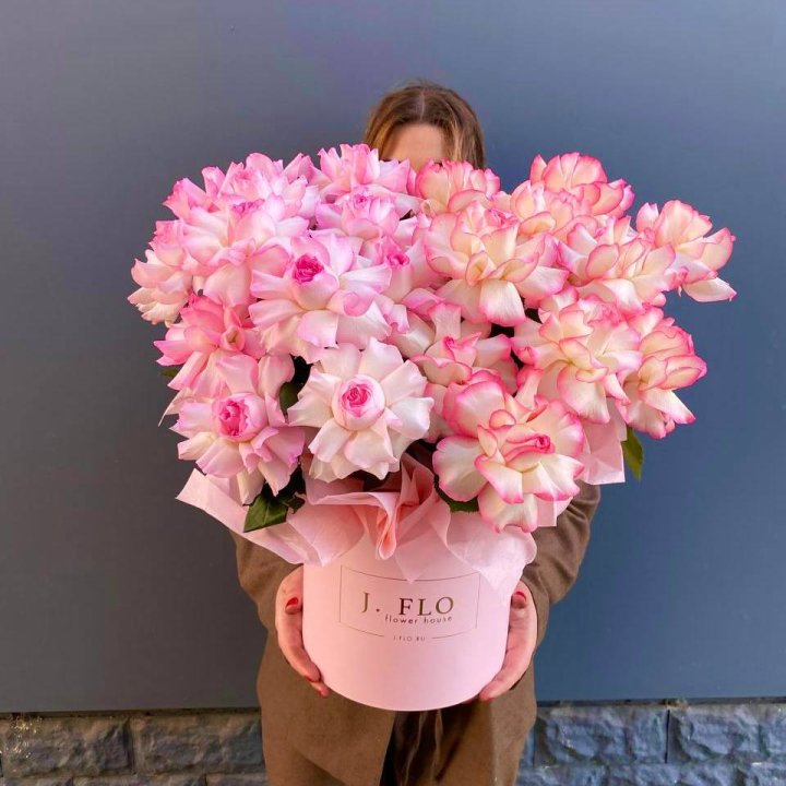 25 Французских роз микс в боксе в Сириусе