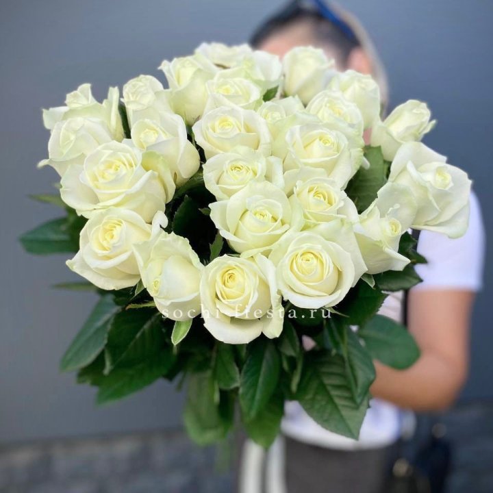 Голландские розы белые 25 с доставкой в Сириусе